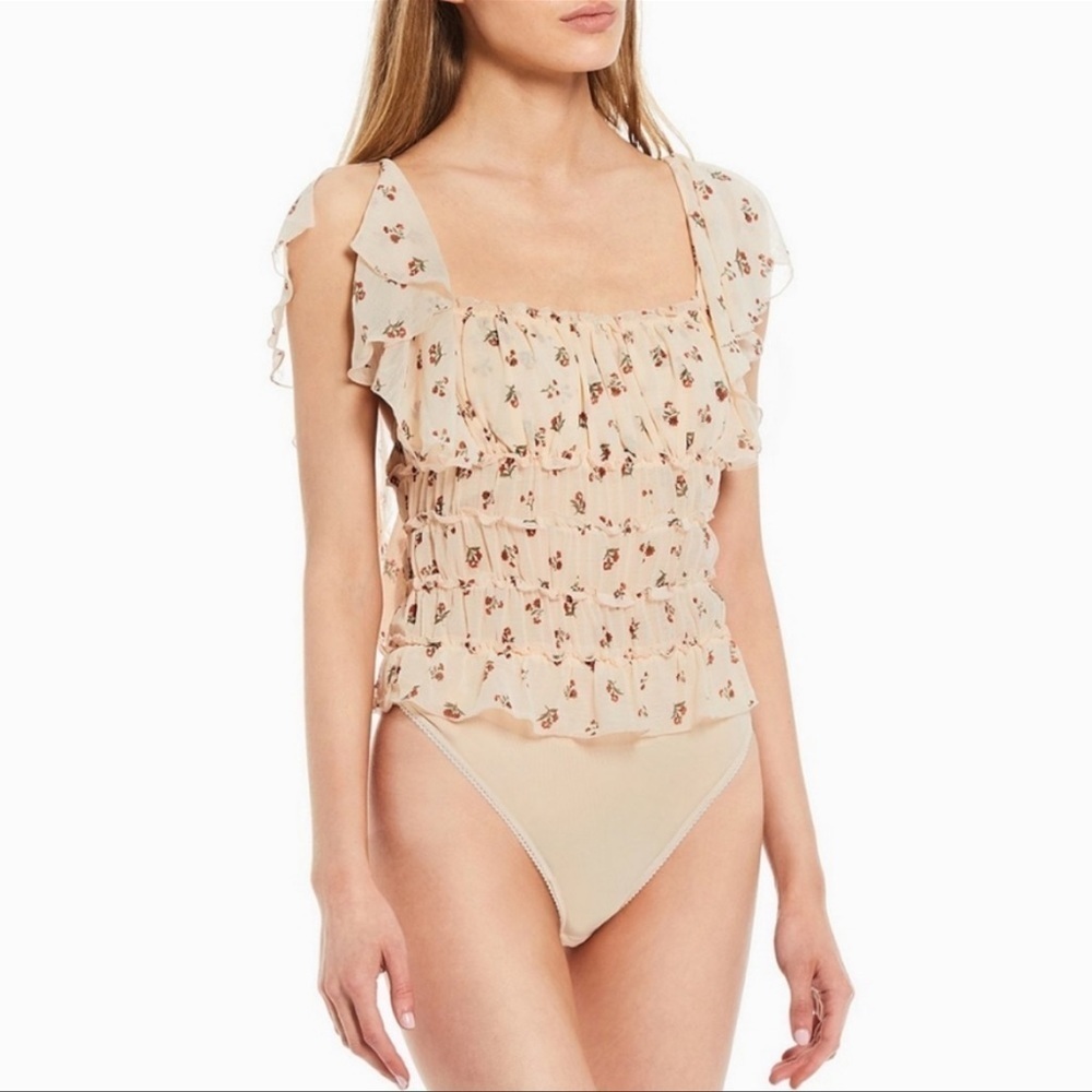 Free People Women’s Juliet Bodysuit Ruffle Sheer Boho